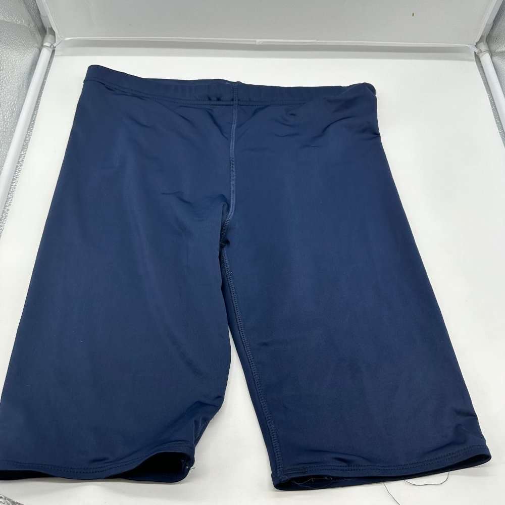 EUC Mens Kanu Surf Navy Blue Spandex Swim Shorts Rashguard 36 Swim